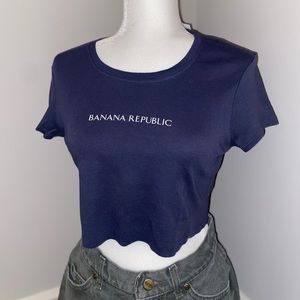 NWT Banana Republic logo tee navy crop top